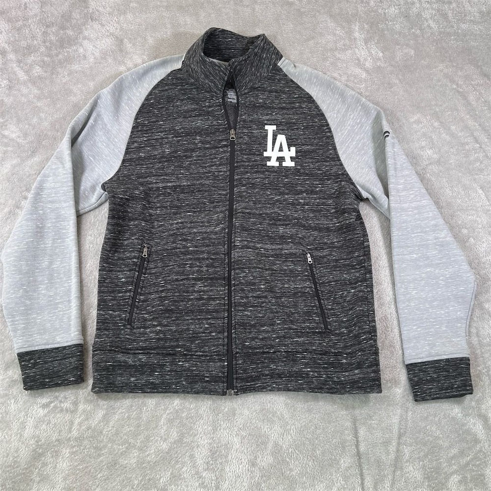 Los Angeles Dodgers Jacket Mens XL Gray Fleece Full Zip Varsity Fanatics